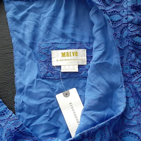 NWT Meave Blue Lace Tie Front + Open Back Blouse - size 10 - Picture 7 of 9